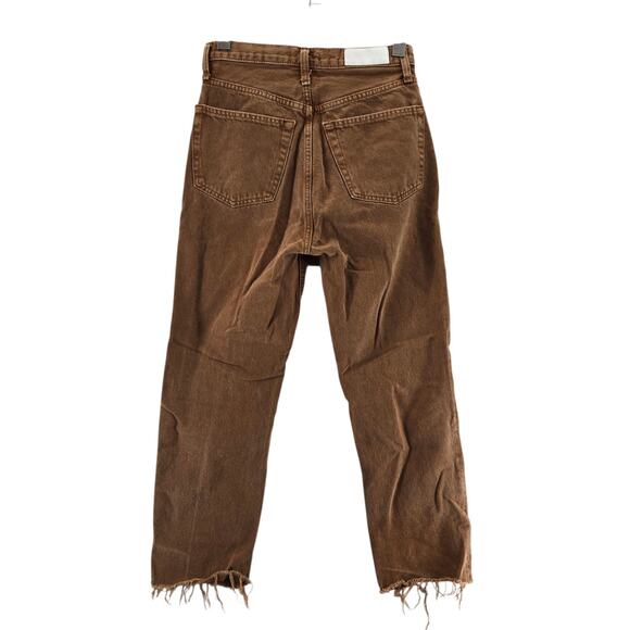 Re/Done Jeans Womens 26 70's Ultra High Rise Stovepipe Washed Terracotta Brown - Picture 4 of 13